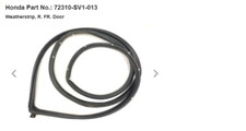 New Oem 100 Honda 72310-sv1-013 Weatherstrip R. Fr. Door 94-97 Honda Accord