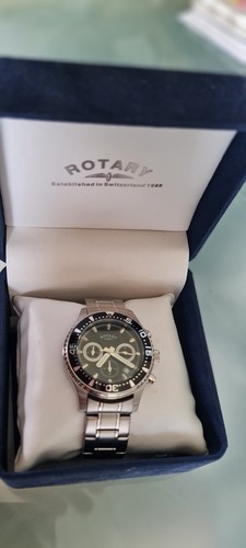 Rotary Chronograph Watch, used, missing top luminous dot, needs a battery