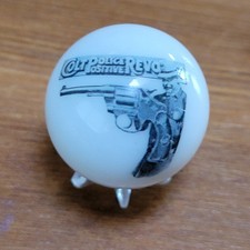 COLT REVOLVER FIREARM GUN ADVERTISING MARBLE 1" in SHOOTER SZ W/ STAND