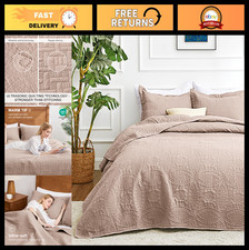 King Size Quilt Bedding Set - Lightweight Bedspread Comforter, Coin Pattern Cove