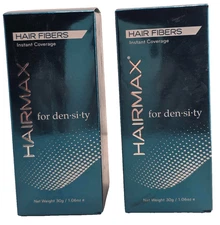 HairMax Hair Fibers Instant Coverage Density 30 Gram 1.06 oz Grey Color  ( 2pc