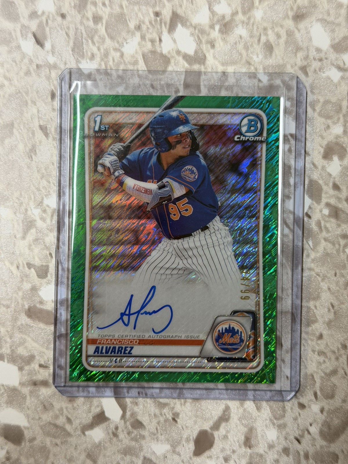 2020 Bowman Chrome Francisco Alvarez 74/99 GREEN SHIMMER REFRACTOR AUTO 