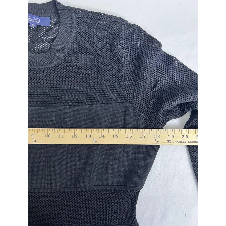 Vestido Suéter Rachel Roy Para Mujer XL Negro Malla Tejido Manga Larga Pullover Nuevo Foto 4 de 4