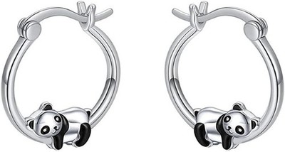 Hypoallergenic Panda Small Hoop Earrings for Women Little Cute Sterling Silver P