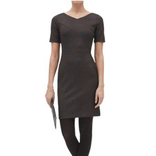 Fall Work Office Dress Banana Republic Black White Textured Knit Sheath Sz 2