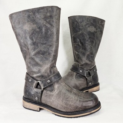 Harley Davidson Boots Womens 9.5 Gray Salley Harness Biker Motorcycle Side Zip