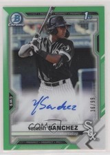 2021 Bowman Chrome Prospects Green Refractor 36/99 Yolbert Sanchez Auto 7c5
