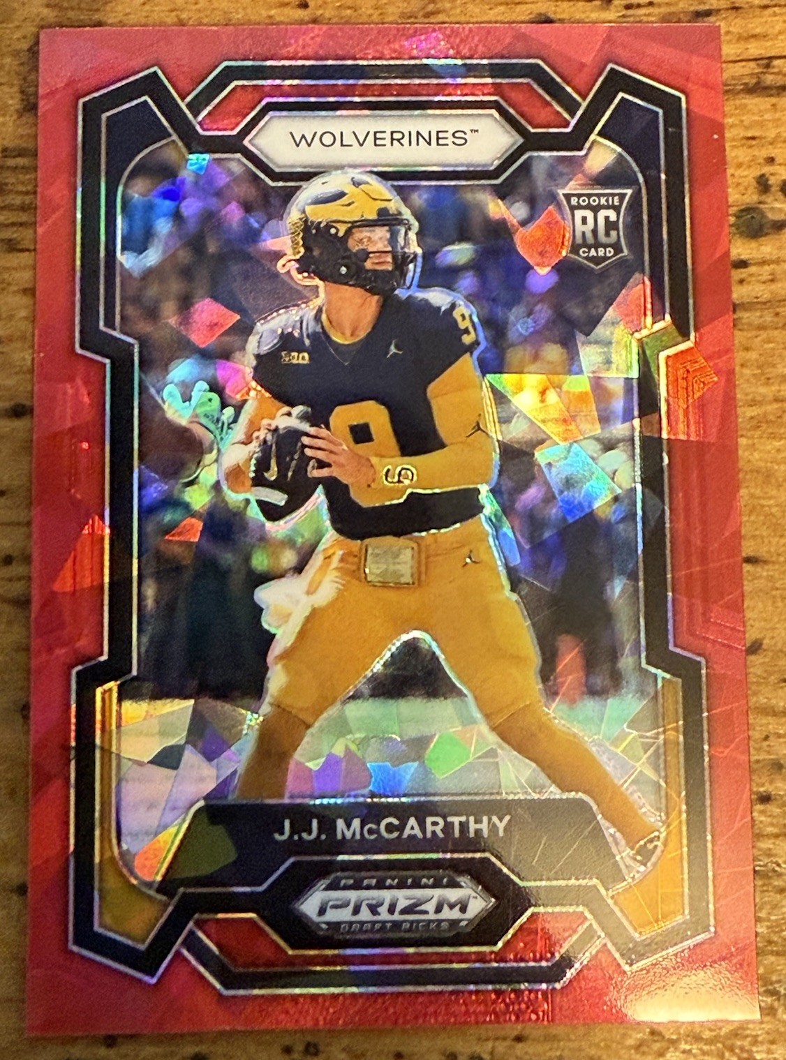 2024 Panini Prizm Draft Picks J.J. McCarthy RC Red Ice Prizm #132 Michigan UM