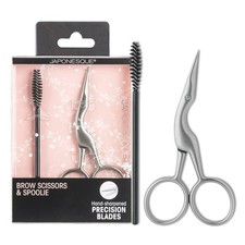 JAPONESQUE Brow Scissors and Spoolie, Stainless Steel Pack of 1, Silver