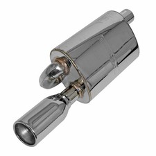 Xforce S12l-2.25 - Ssteel Oval Twin Loop Exhaust Muffler W Driver Side Inlet Xforce S12l-2.25 - Ssteel Oval Twin Loop Exhaust Muffler W Driver Side Inlet