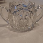 Clear Cut Glass Sugar Bowl with Handles, Glossy Finish, Traditional Style — photo 3