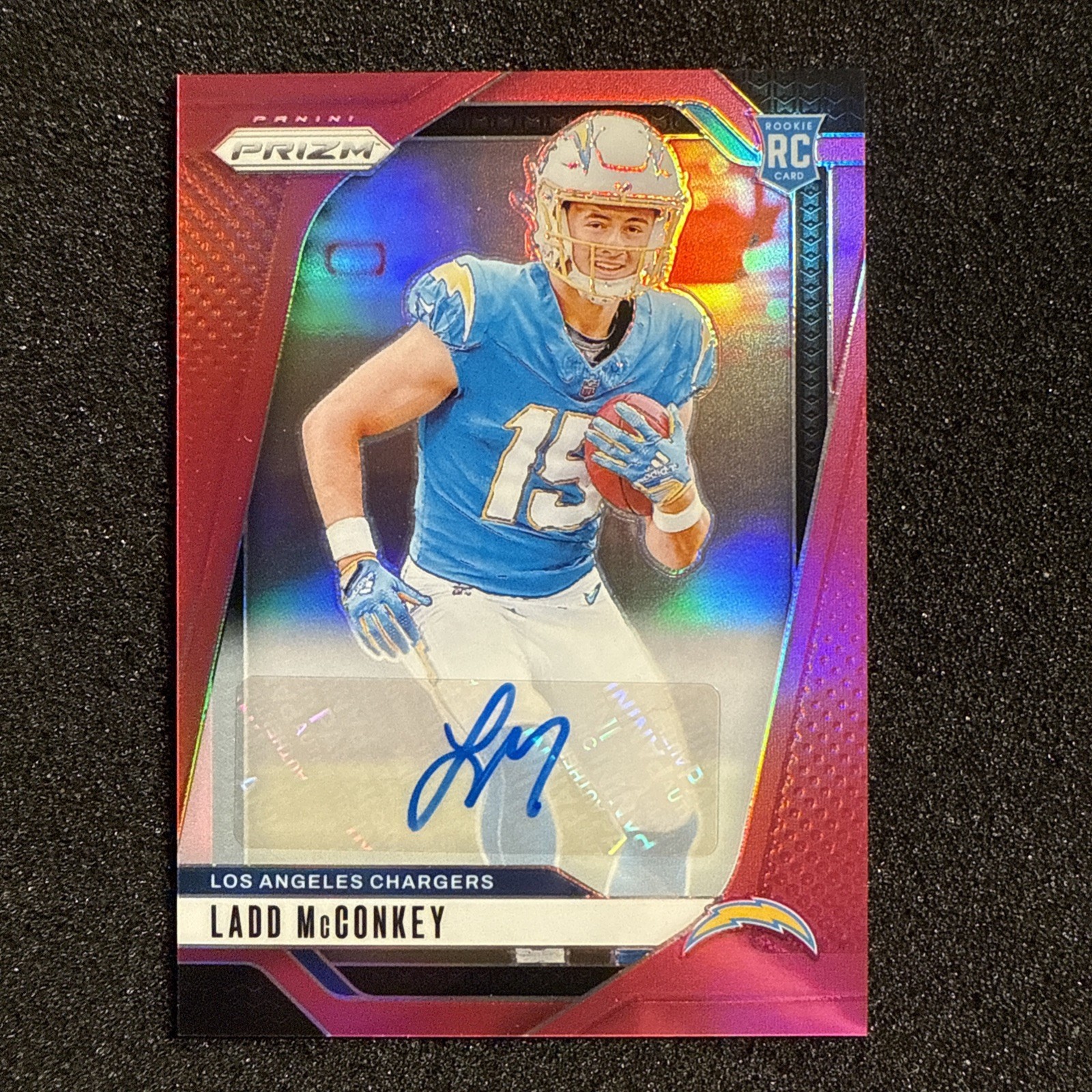 2024 Panini Prizm - Rookies Ladd McConkey #365 Pink Prizm Autographs (AU, RC)