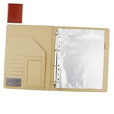 PU Leather Padfolio Ring Binder with Clipboard Resume Leather Portfolio Brown
