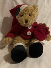 Russ Berrie Teddy Bear 13  Brown Sammy Santa Christmas Plush Stuffed Animal
