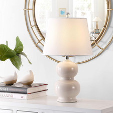 SAFAVIEH Lighting Collection Everlee Modern Contemporary Ivory Ceramic Double Go