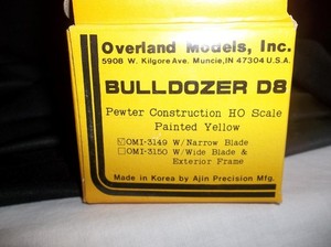 Overland Models OMI-3149 Pewter CAT D8 w/Narrow Blade HO Scale 1:87 Orig Box