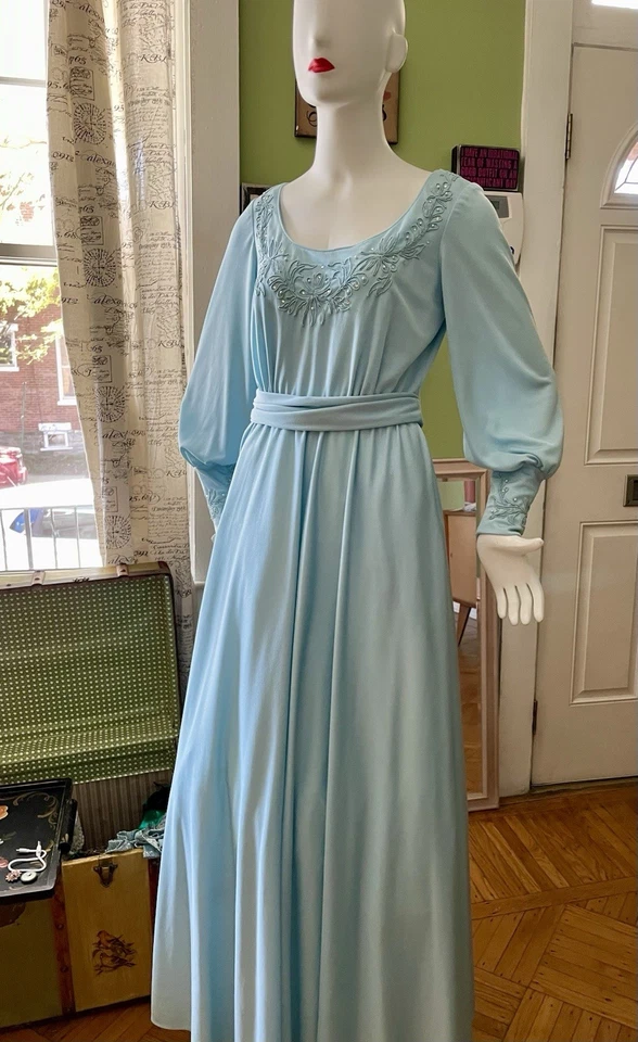 Maxi Vestido De Colección Lilli Diamante Ca Cuentas Cinturón Hippie Diva Jardín Fiesta M/L Foto 3 de 4