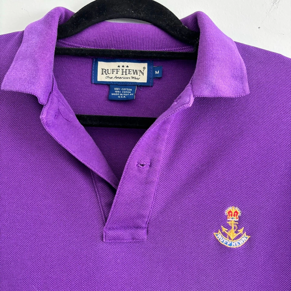 Ruff Hewn Mens Polo Size Medium Purple Vintage Short Sleeve 100% Cotton USA - Image 2 of 4