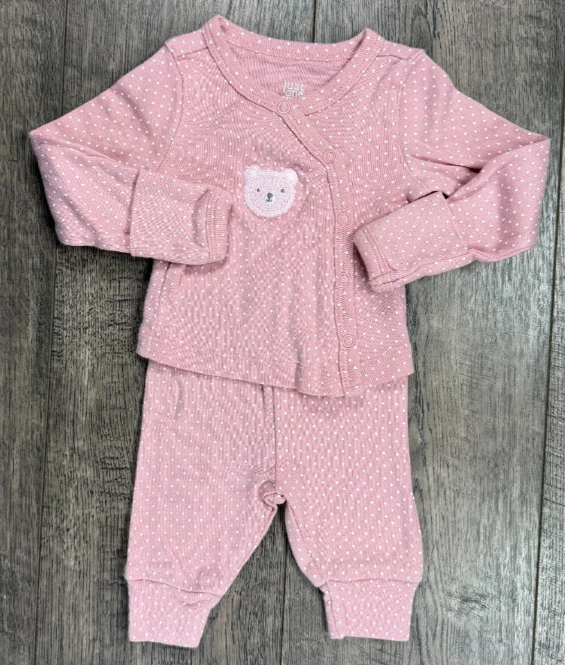 Baby Girl Clothes Just One You Carter's Newborn 2pc Pink Dot Bear Outfit - Image 2 of 4