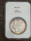 1898 Morgan Silver Dollar NGC MS-64 Old Grade TONED
