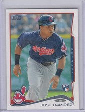 2014 Jose Ramirez Topps ROOKIE CARD #424 - Cleveland Indians Guardians RC. rookie card picture