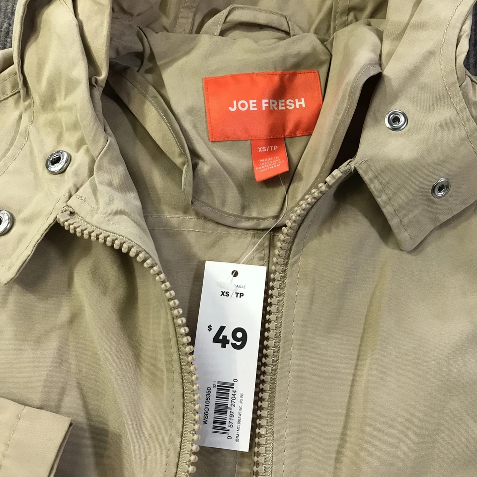 Joe Fresh Jacket Womens XS Beige Hooded Anorak Parka Lightweight Zip - Image 4 of 4