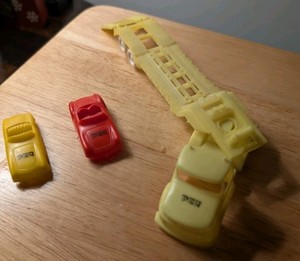 Vintage ROCO Austria PEZ Semi Truck Auto Carrier Yellow + Porsche & BMW KOHO...