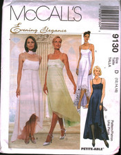 9130 Vintage McCalls SEWING Pattern 1990s Misses Lined Dress Scarf Evening Gown