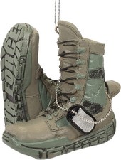 Midwest-CBK Air Force Boot Military Grey Resin Stone Decorative Hanging Ornament