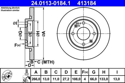 Brake disc Citroën Berlingo 24.0113-0184.1 (1 piece)
