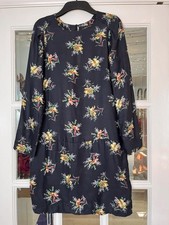 Zara 100% Mulberry Silk Black floral print mini dress - Size XS (6-8)