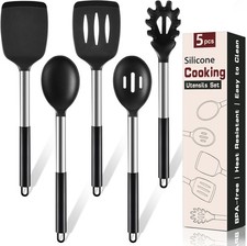5Pcs Silicone Cooking Utensils Set, Heat Resistant Kitchen Tools Include