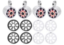  4 KICKER 45KM654L 6.5" 390w Silver Marine Wakeboard Tower LED Boat Speakers