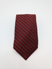 Brooks Brothers MAKERS REPP Men's Silk Tie Red W/ Golden Stripes 58" USA Made