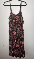 Torrid Black Pink Orange Floral Sleeveless Ruffle Boho Summer Dress Size 2