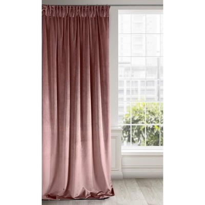 RIA opaque velvet curtain with curling ribbon 1 piece Plain Thermal Curtain, Ve...