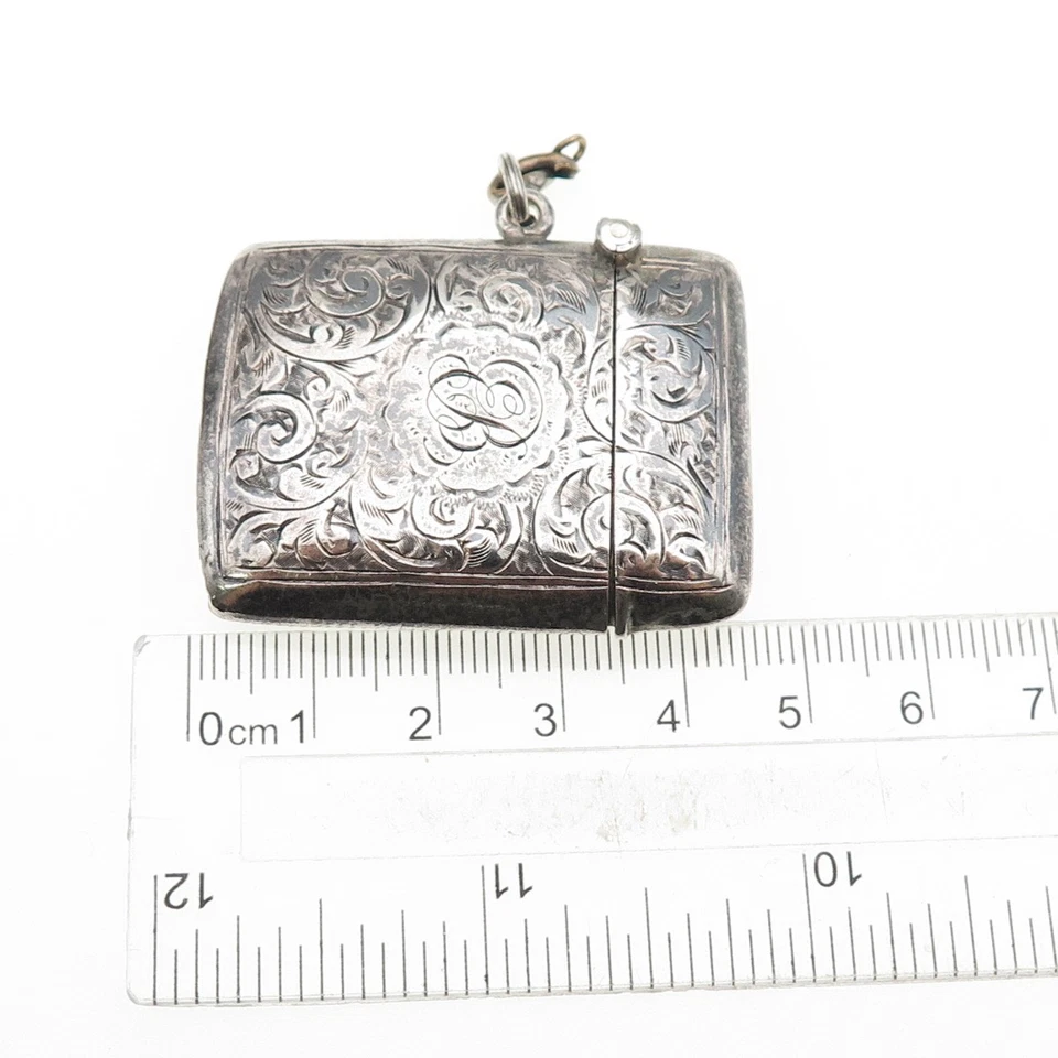 Constantine & Floyd 925 Esterlina Antigua 1912 Birmingham Caja Fuerte/Estuche Vesta Foto 3 de 4
