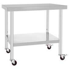 Uimoso Stainless Steel Prep Table 36x30 Inch with Wheels for Commercial Use