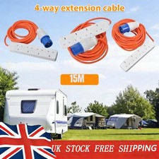 4 Gang Way 16A to UK 13A Motorhome/Camping Mains Electric Hook Up Extension Lead