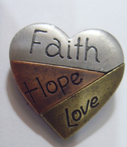 1970s vintage religious Christian heart faith Love hope brooch 54249 - Picture 2 of 4