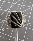VNT Old Pawn Native American Sterling Silver Signed SC Cloud Onyx Ring sz9.25 — photo 2