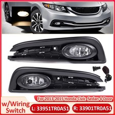 For 2013 2014 2015 Honda Civic Sedan Bumper Clear Fog Lights Lamp Wwiring Pair