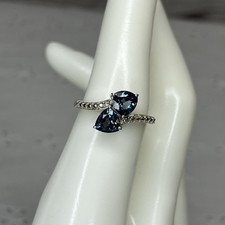 Vintage STS Sterling Silver Two Stone London Blue Topaz Ring Size 7