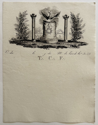 FRANC MACON Korrespondenzpapier Loge Maçonnique Gravur Symbol XIX°