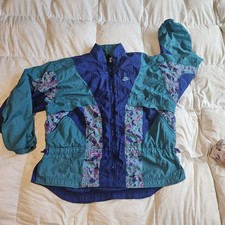 Vintage 90s Nike Women's Teal Purple Retro Colorblock Windbreaker Jacket Lrg Euc