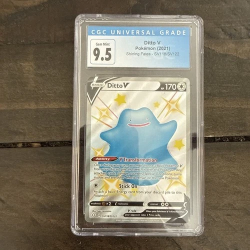 CGC 9.5 Gem Mint Pokémon TCG Ditto V Shining Fates SV118/SV122 Holo Shiny Holo