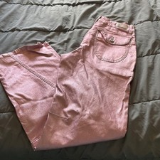 Special A Jeans Pink Metallic Wide Leg Cargo Pants Y2K 90's Size 3 28 in Shiny