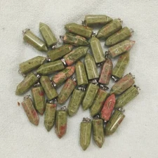 Wholesale 50pcs Natural Unakite Stone Hexagonal Pillar Pendants Jewelry Necklace