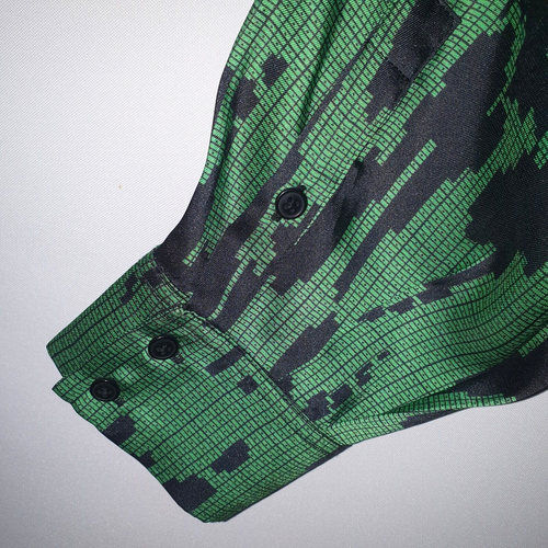 TOPSHOP Black Green Satin Shirt Size 6-8-10 Oversize Abstract Collar Shirt Uk 6 - Picture 7 of 11