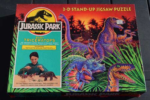 Vtg. Jurassic Park Triceratops Figure 3-D Stand Up Jigsaw Puzzle Complete